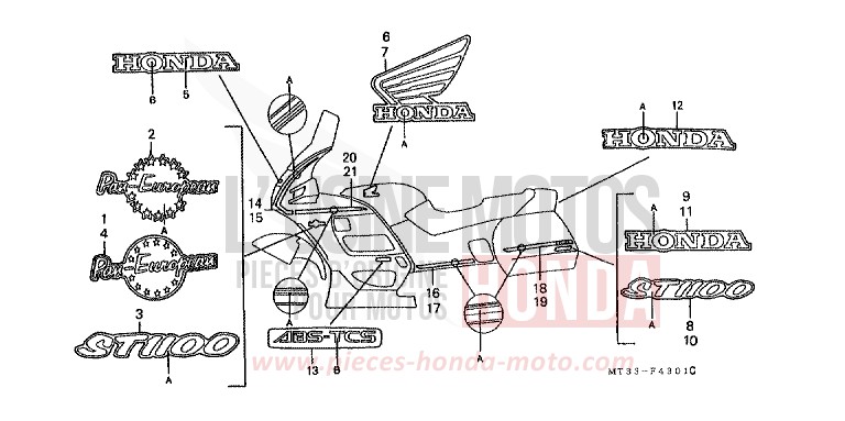 MARKE (ST1100N/P/R/AN/AP/AR) von Pan-European ABS PEARL ATLANTIS BLUE (B142D) von 1992